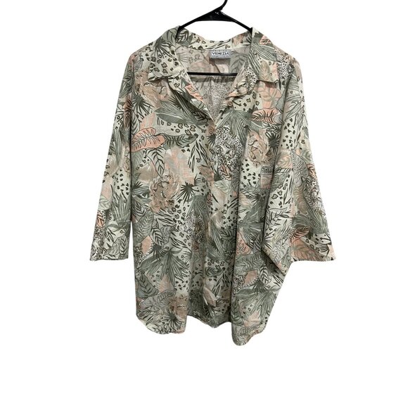 Vintage Original Venezia Sportswear Button Front Shirt Multi Sz 26/28 Tropical - Picture 1 of 9